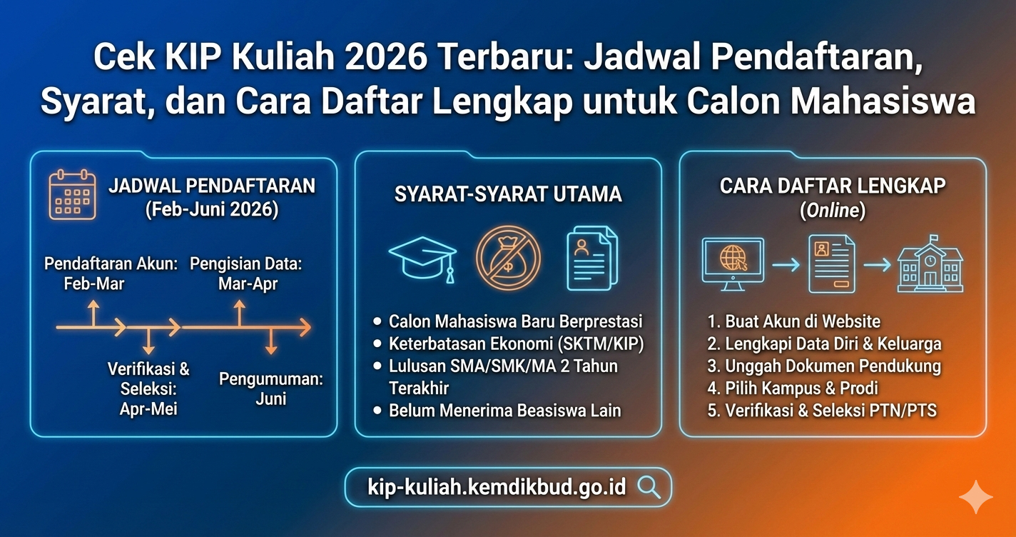 Cek KIP Kuliah 2026 Terbaru: Jadwal Pendaftaran, Syarat, dan Cara Daftar Lengkap untuk Calon Mahasiswa