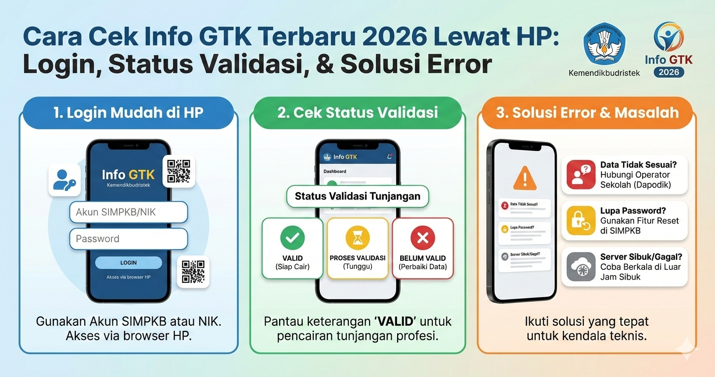 Cara Cek Info GTK Terbaru 2026 Lewat HP: Login, Status Validasi, & Solusi Error