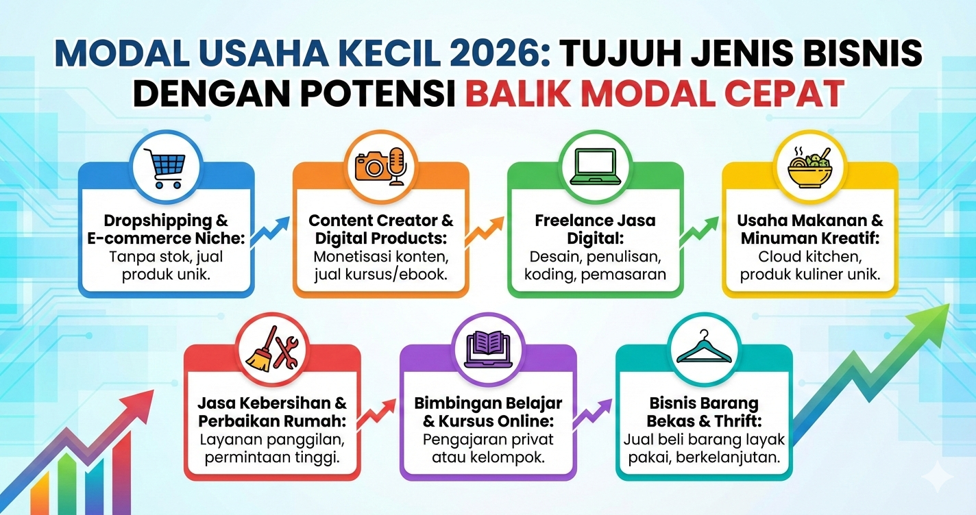 Modal Usaha Kecil 2026: Tujuh Jenis Bisnis dengan Potensi Balik Modal Cepat