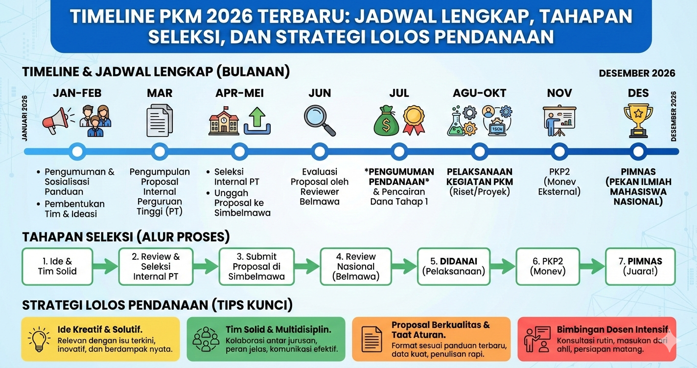 Timeline PKM 2026 Terbaru: Jadwal Lengkap, Tahapan Seleksi, dan Strategi Lolos Pendanaan