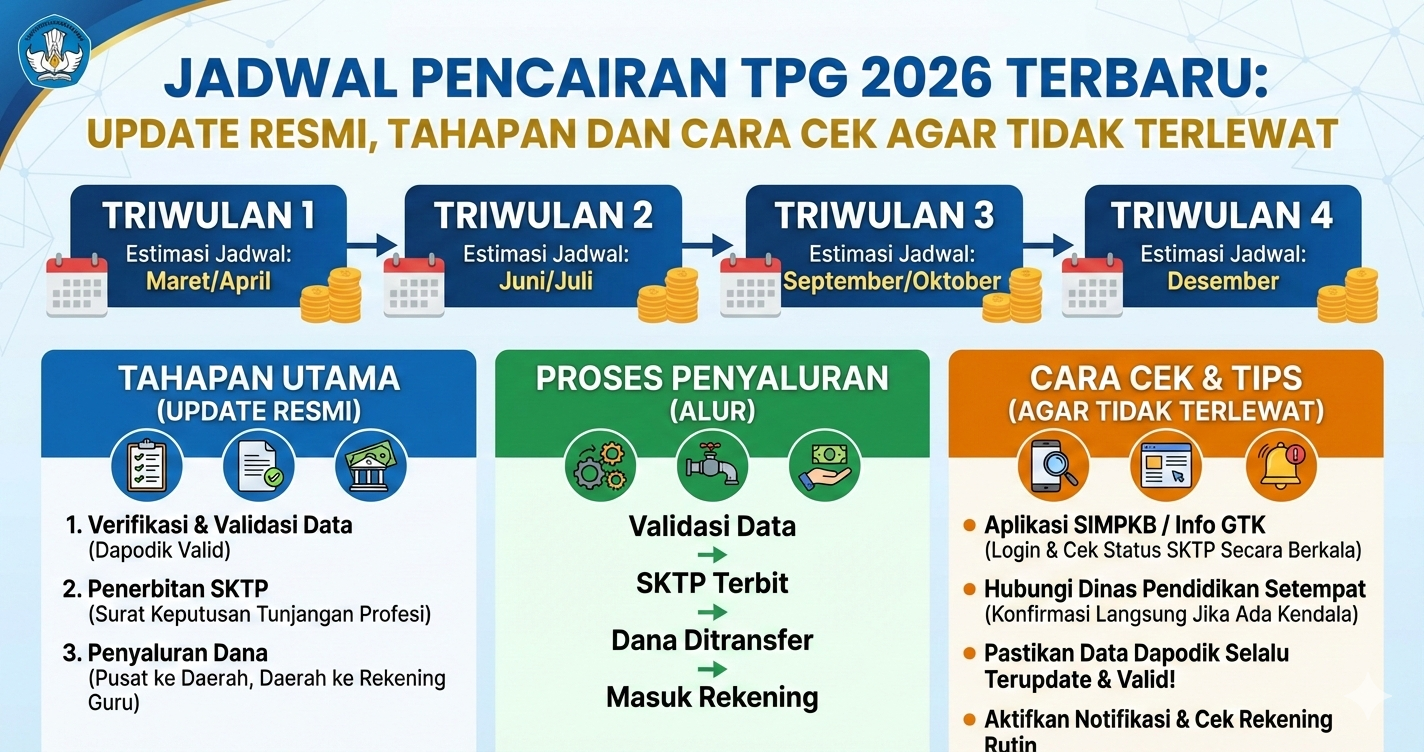 Jadwal Pencairan TPG 2026 Terbaru: Update Resmi, Tahapan dan Cara Cek Agar Tidak Terlewat
