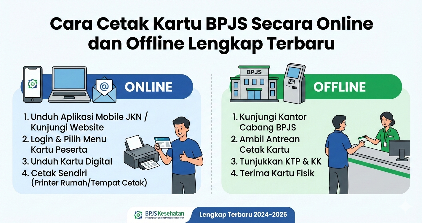 Cara Cetak Kartu BPJS Secara Online dan Offline Lengkap Terbaru