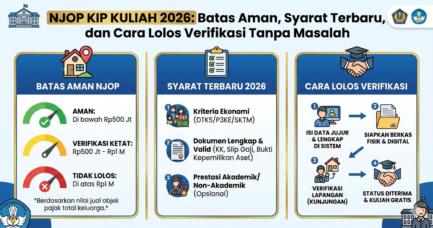 NJOP KIP Kuliah 2026: Batas Aman, Syarat Terbaru, dan Cara Lolos Verifikasi Tanpa Masalah